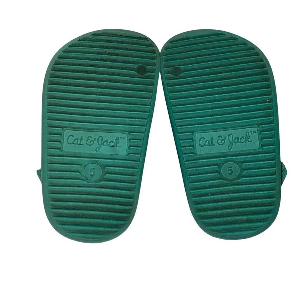 Toddler‎ Cat & Jack Green Lightweight Sandals Size 5 EUC Hook & Loop Sling Back